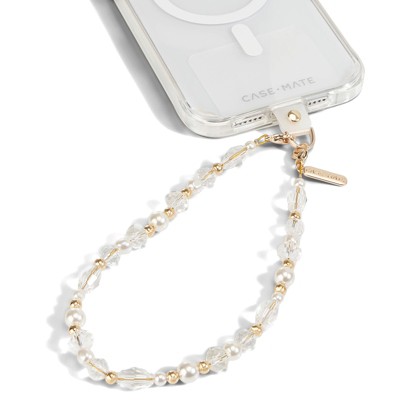 Case-Mate Phone Strap Beaded Wristlet - Crystal Pearl Gold