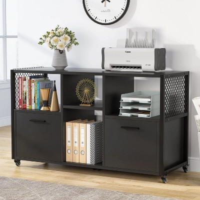 Hommoo 2 Drawer File Cabinet, Wood Mobile Lateral Filing Cabinet