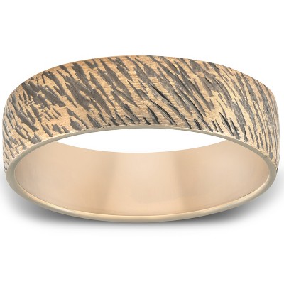 Pompeii3 Black & Yellow Gold Cheetah 6mm Ring Mens Wedding Band 10k