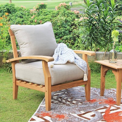 Caterina Teak Patio Sofa With Cushion - Beige - Cambridge Casual : Target