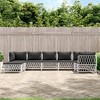 vidaXL White Woven Fabric Patio Lounge Set with Cushions, Durable and Comfortable, Modular Design for Outdoor Use - 2 of 4