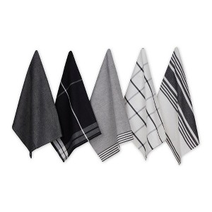 Design Imports  Classic Oversized Dishtowel Set 5 Piece, Black, 20X28" - 1 of 4