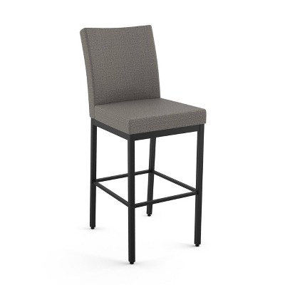 Amisco Perry Upholstered Counter Height Barstool Silver/Black: 26" Fixed Seat, Steel Frame, Polyester