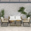 Outsunny 5 Piece PE Rattan Outdoor Furniture Set with Cushioned Chairs, Loveseat Sofa & Stackable Coffee Tables - 2 of 4