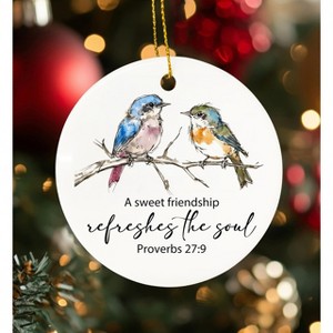 Christian Friendship Ornaments, Religious Bible Verse Bird Hanging Ornaments for Christmas Tree Party Holiday Decorations - 1 of 4