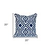 HomeRoots 20" Blue and White Geometric Cotton Throw Pillow - 3 of 4