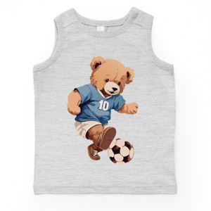 The Juniper Shop Watercolor Soccer Bear Toddler Tank - 1 of 4