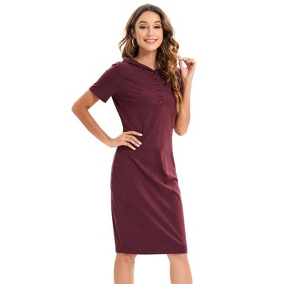 Coolmee Women's Easy Classic Short Sleeve Stretch Cotton Polo Dress Causal A Line Mini Dress