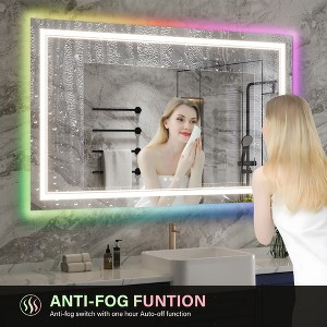 IP54 Waterproof RGB Bathroom Vanity Mirror – 3 Color Temperatures, Dimmable Anti-Fog, Touch Control with Memory Function, Horizontal/Vertical Mount - 1 of 4