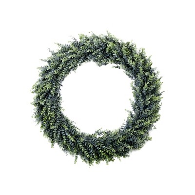 Nearly Natural 20-in Artificial Eucalyptus Boxwood Wreath