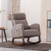Rocking Chair With Head Pillow, Side Storage Bag, Upholstered Recliner Sofa, High Density Sponge Reclining Sofa Chair - 2 of 4
