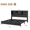 Bed Frame with Bookcase Storage, 2-Tier High Headboard Queen Platform Bed with Charging Station, No Box Spring Needed Easy Assemble - 2 of 4