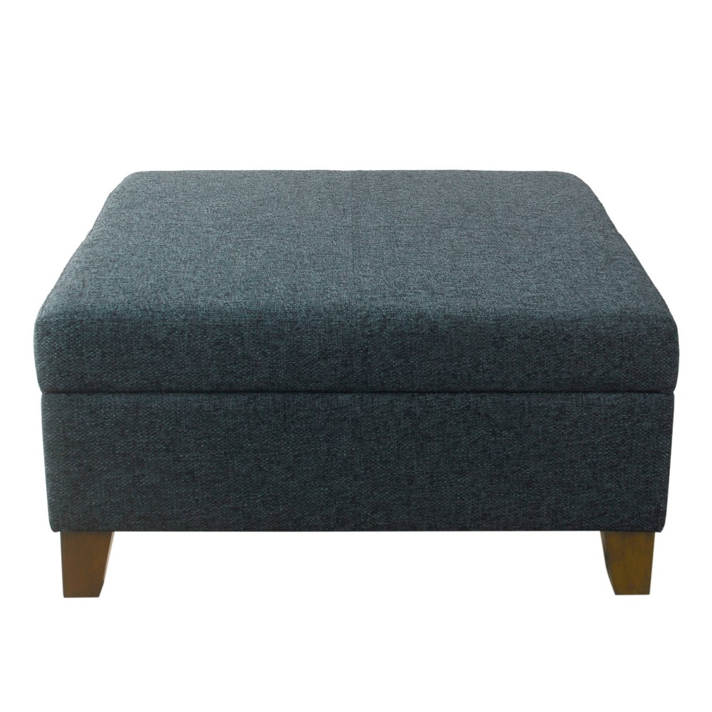 Photos - Pouffe / Bench 32" Luxury Square Storage Ottoman Textured Navy - HomePop