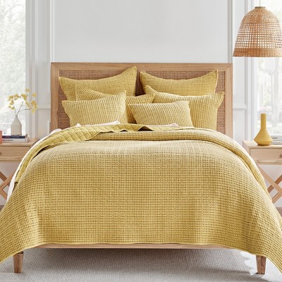 Ochre Cotton Waffle Weave Euro Shams Set of 2