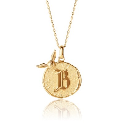 Harry Potter Wizarding World Golden Snitch Initial B Gold Plated Pendant  Necklace, 18