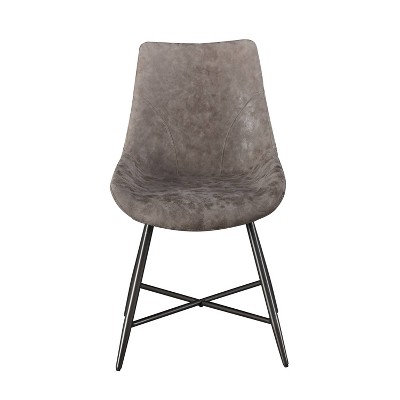 Ramona Brown Faux Leather and Metal Side Chair Set