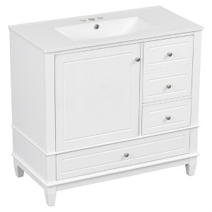 Dexmalle Classic Multinfunction 36"Storgae Bathroom Vanity with Ceramic Sink - 1 of 4