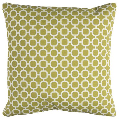 HomeRoots 22" Green and White Quatrefoil Indoor Outdoor Throw Pillow