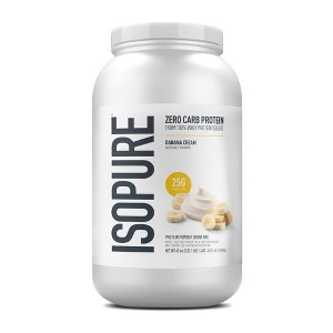 Isopure Zero Carb 100% Pure Whey Isolate Protein Powder, Lactose Free, Gluten Free, With Vitamins, Banana Cream, 25g Protein Per Serving, 44 Servings - 1 of 4