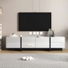 Chic Crate - 80" Mid-Century Media Console - High-Gloss Lacquer Finish w/ Two-Tone Design - Contemporary TV Stand in Ash White & Onyx Black - 2 of 4