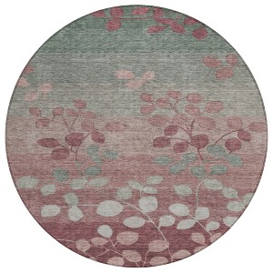 Blush And Emerald Floral Washable Indoor Outdoor Area Rug - 1 of 4