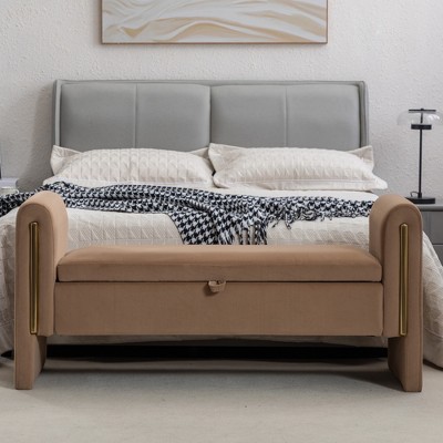 Velvet Upholstered Single Bench for Bedroom: Versatile Seating for Shoes or Makeup