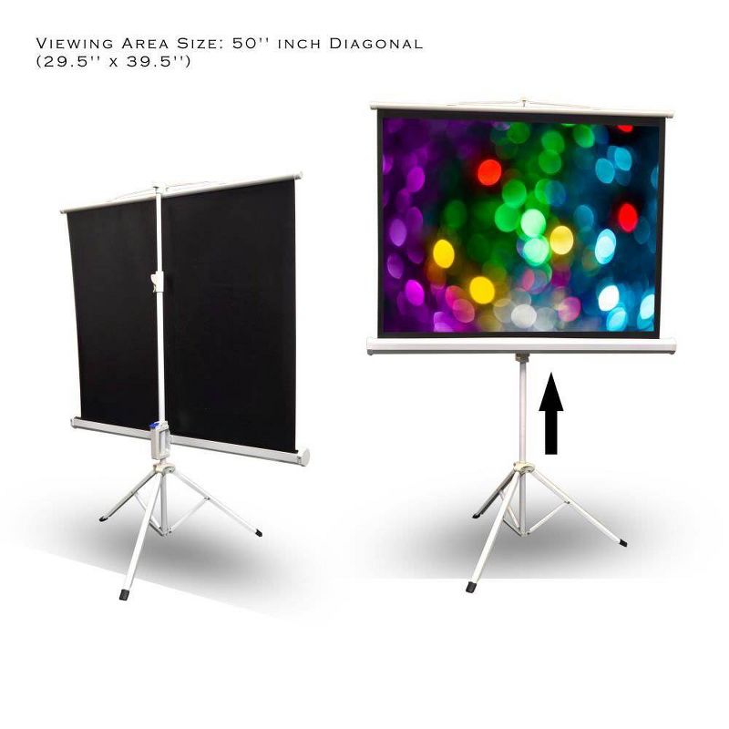 Pyle 50 Inch Fold Out Roll Up Video Projector Viewing Display Screen w/ Stand, 3 of 7