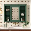 Akoasm Medicine Bathroom Storage Cabinet With Open Shelves & Mirror-Green - 3 of 4