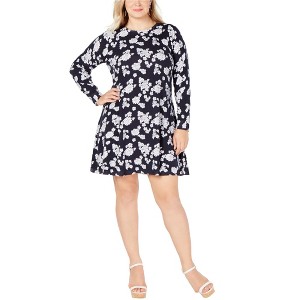 Michael Kors Womens Printed Long-Sleeve Floral Sweater Dress - 1 of 1