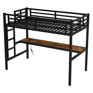 TopComfy Beds Metal Twin XL Size Loft Bed Space Saving Noise Reduced Structure Heavy Duty Bedroom Furniture for Bedroom, Black, 41.7"*68.7"*83.78" - 1 of 4