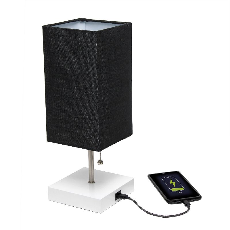 Petite Stick Lamp with USB Charging Port and Fabric Shade - Simple Designs, 5 of 10