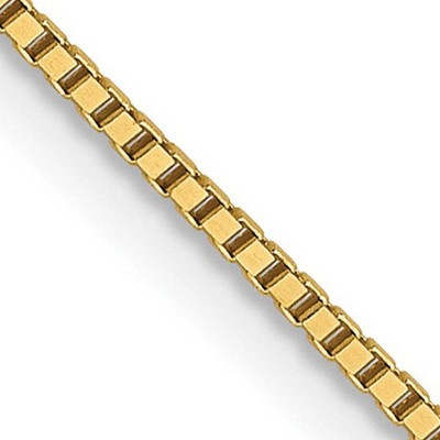 Black Bow Jewelry 0.8mm 14k Yellow Gold Solid Box Chain Spring Ring Clasp Necklace