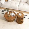 Coffee Table, 31.5 "Octagonal Black Walnut Rubber wood Set of Two Coffee Table, Living Room Bedroom(Set of Two Pieces) - 2 of 4