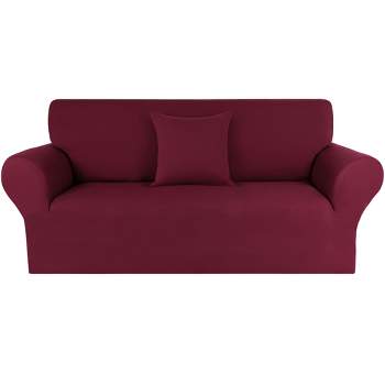 PiccoCasa Armchair Cover Stretch Sofa Couch Slipcover 1 Pc Wine Sofa