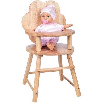 Constructive Playthings Hardwood Doll High Chair – Wooden Doll Feeding Chair with Scalloped Back for Ages 2+ — фото 4