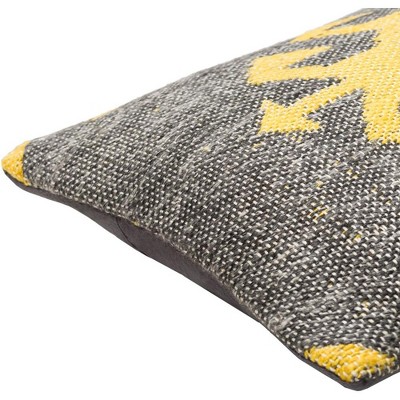 Elsbethen Charcoal and Yellow 14" x 22" Lumbar Pillow Cover