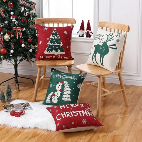 Christmas Throw Pillows Christmas Pillow Covers Christmas Pillows Home  Decorative Christmas Throw Pillow Covers 18 x 18 Set of 4 Cotton Linen