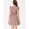 Allegra K Women's Casual Ruffled Sleeve A-Line Vintage Gingham Check Dress - 4 of 4