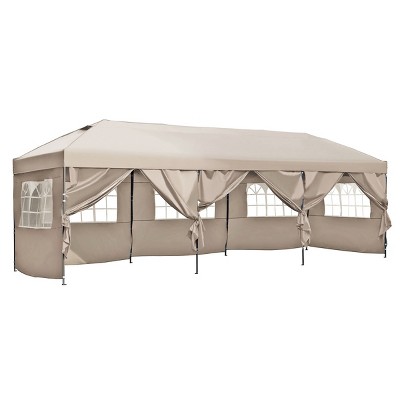 10x30 FT Heavy-Duty Pop-Up Canopy Tent with Sidewalls, UV Protection, Adjustable Height, Portable Wheeled Bag, for Outdoor Events-Coolbibila