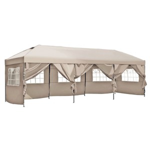10x30 FT Heavy-Duty Pop-Up Canopy Tent with Sidewalls, UV Protection, Adjustable Height, Portable Wheeled Bag, for Outdoor Events-Coolbibila - 1 of 4