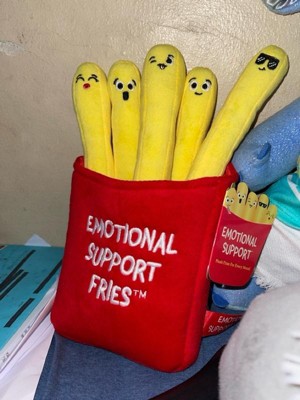 Emotional Support Fries 10 Inch,Cute Expression French Fry Plushie  Toy,Funny Stuffed Comfort Food Removable Plush Fries , Back to School Gifts