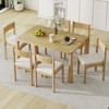 Oversart 7-Piece Retro Dining Table Set for 6, Wood Dining Table Set for 6 with Upholstered Chairs for kitchen & Dining Room (Natural Wood Wash) - 2 of 4