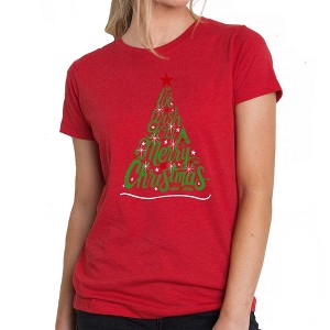 LA Pop Art We Wish You A Merry Christmas - Women's Premium Blend Word Art T-Shirt - 1 of 4