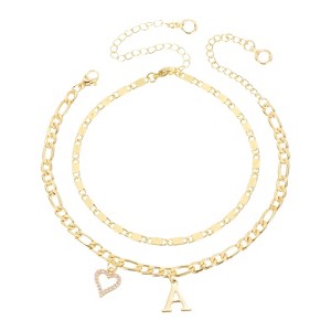 Unique Bargains 14K Gold Plated Dainty Heart Women's Ankle Bracelets with Box - 1 of 4