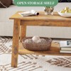Coolmee 2 Tier Coffee Table, Rustic Wood Living Room Tables with Open Rectangular Storage Compartment, Coffee Tables for Living Room, Home Office - 4 of 4