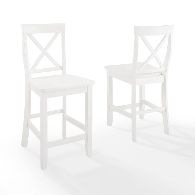 Classic White Solid Wood X-Back 24" Counter Stool Set