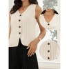 INSPIRE CHIC Women's Striped V Neck Front Button Down Sleeveless Casual Waistcoat - 2 of 4