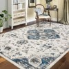 Vintage Distressed Floral Medallion Area Rug for Living Room, Washable Non Slip Retro Accent Throw Carpet for Bedroom - 4 of 4
