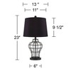 360 Lighting Hudson Modern Accent Table Lamps 23" High Set of 2 Dark Bronze Metal Clear Glass Black Fabric Drum Shade for Bedroom Living Room Bedside - 4 of 4