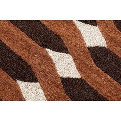Retro Black and Brown Hand-Tufted Wool Rug, 5' x 8'